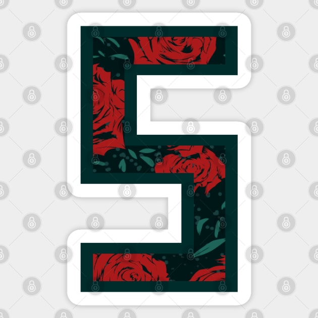 Modern Rose Floral Initial Name Alphabet - Letter S Sticker by BroxArtworx